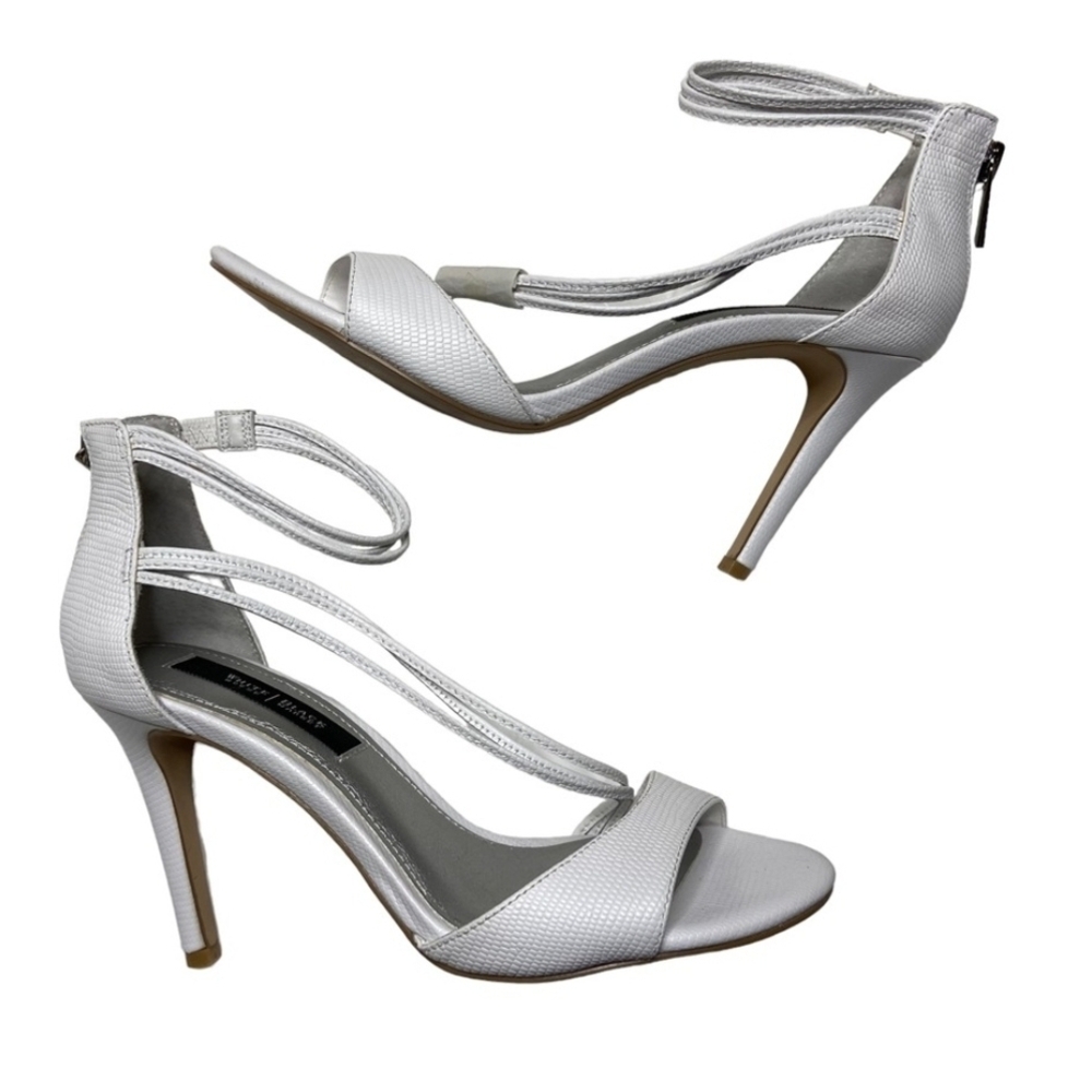 White House Black Market White Ankle Strap Heels